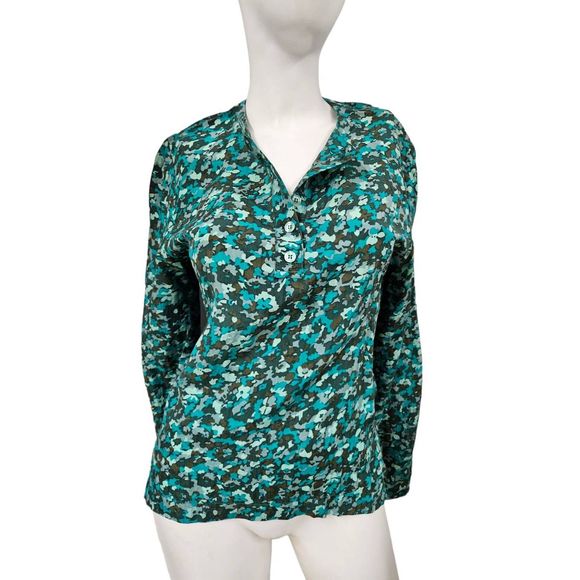 Vintage Mario Forte Green Silk Floral Top 8 - Picture 4 of 8